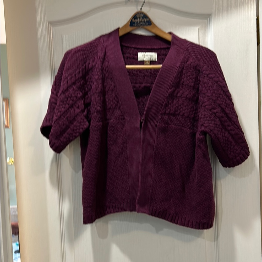 Sonoma Purple Cardigan Sweater with V-neck and Short Sleeves